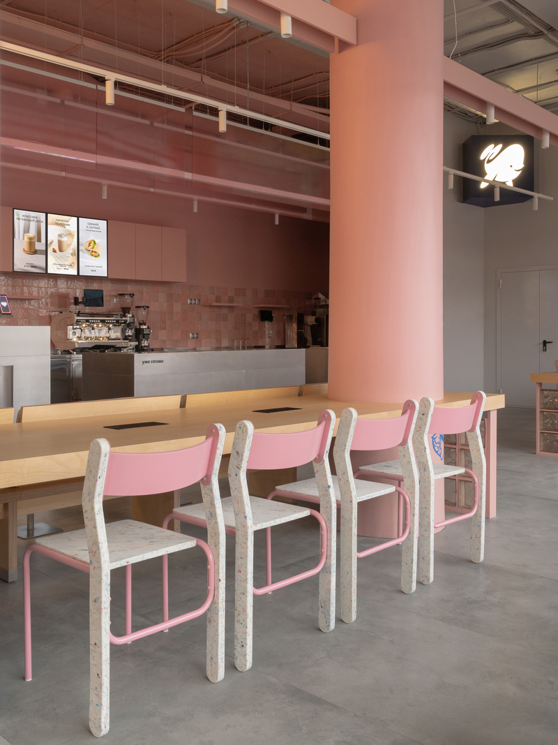 raw concrete meets marshmallow-inspired palette within drinkit flagship café - 5
