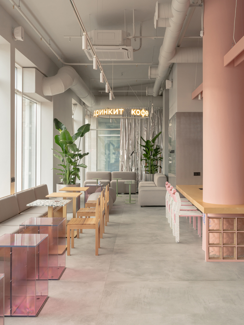 raw concrete meets marshmallow-inspired palette within drinkit flagship café - 7