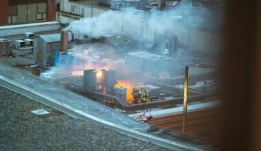 Fire rips through roof top of Yaletown building
