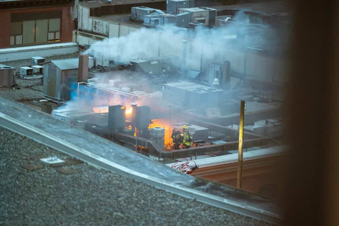 Fire rips through roof top of Yaletown building