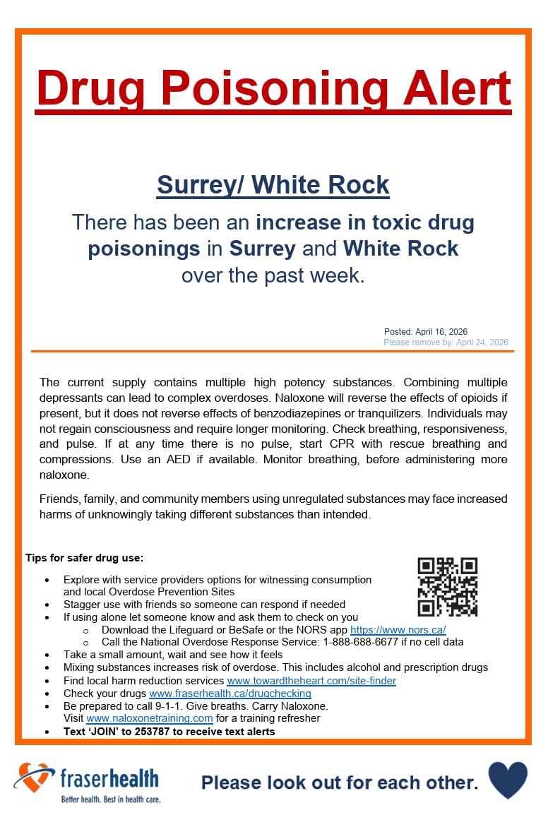a poster with health information from Fraser Health