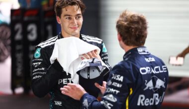 George Russell reacts to Max Verstappen contemplating his F1 future