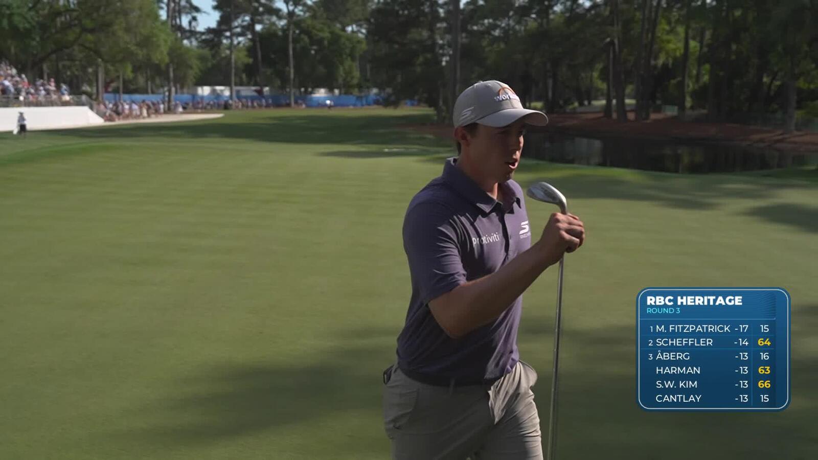 Matt Fitzpatrick chips in for eagle on No. 15 at RBC Heritage