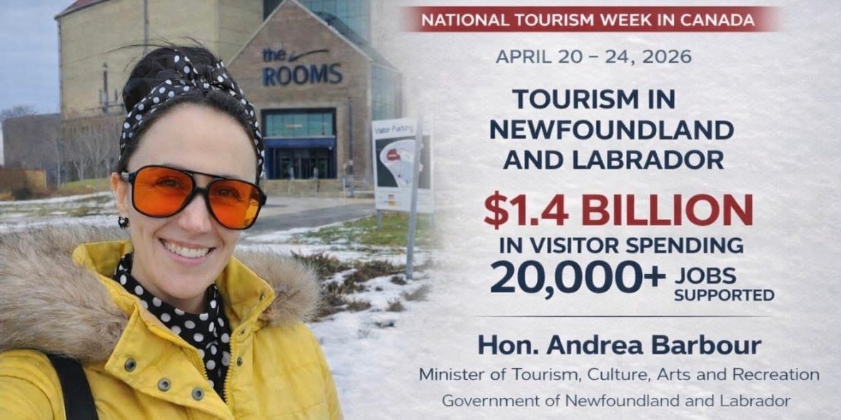 A photo of a woman in front of a building, alongside statistics.