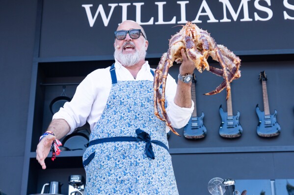 Andrew Zimmern appears on the Williams Sonoma Culinary Stage at the 2025 BottleRock Napa Valley at Napa Valley Expo in Napa, Calif., on May 24, 2025. (Photo by Amy Harris/Invision/AP, File)