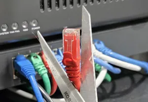 cutting Ethernet cable