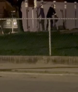 In video shot by a neighbour about 11 p.m. on April 20, a man can be seen working with a chainsaw in the yard of the vacant house on Kirknewton Road.