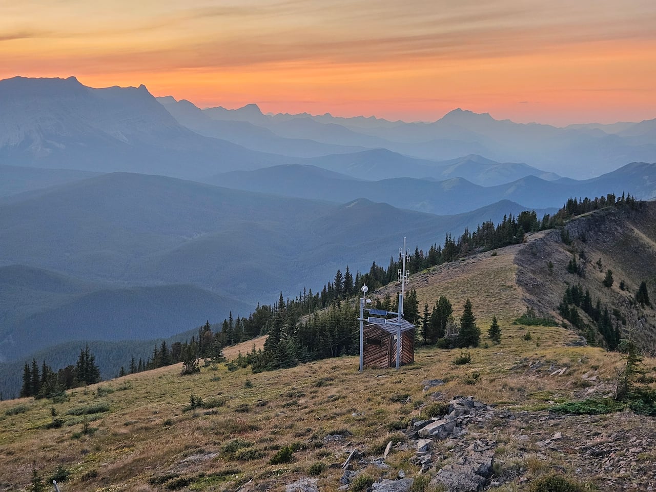 A fire lookout on a mountain.