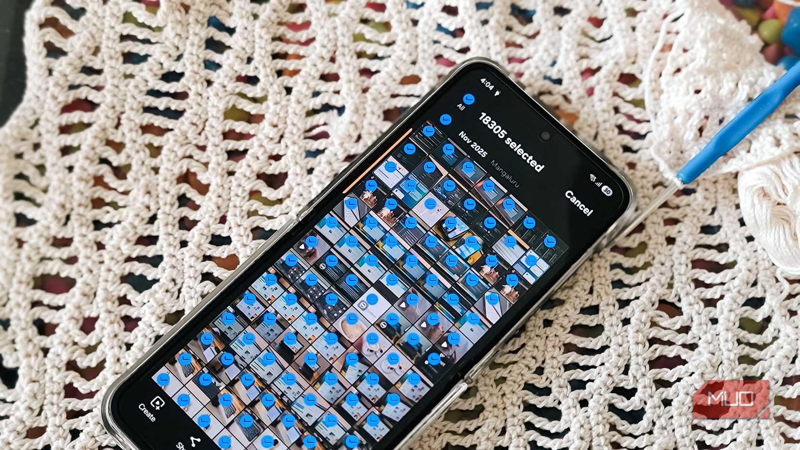 Gallery app open with the all the photos selected on a Samsung Galaxy Z Flip 6