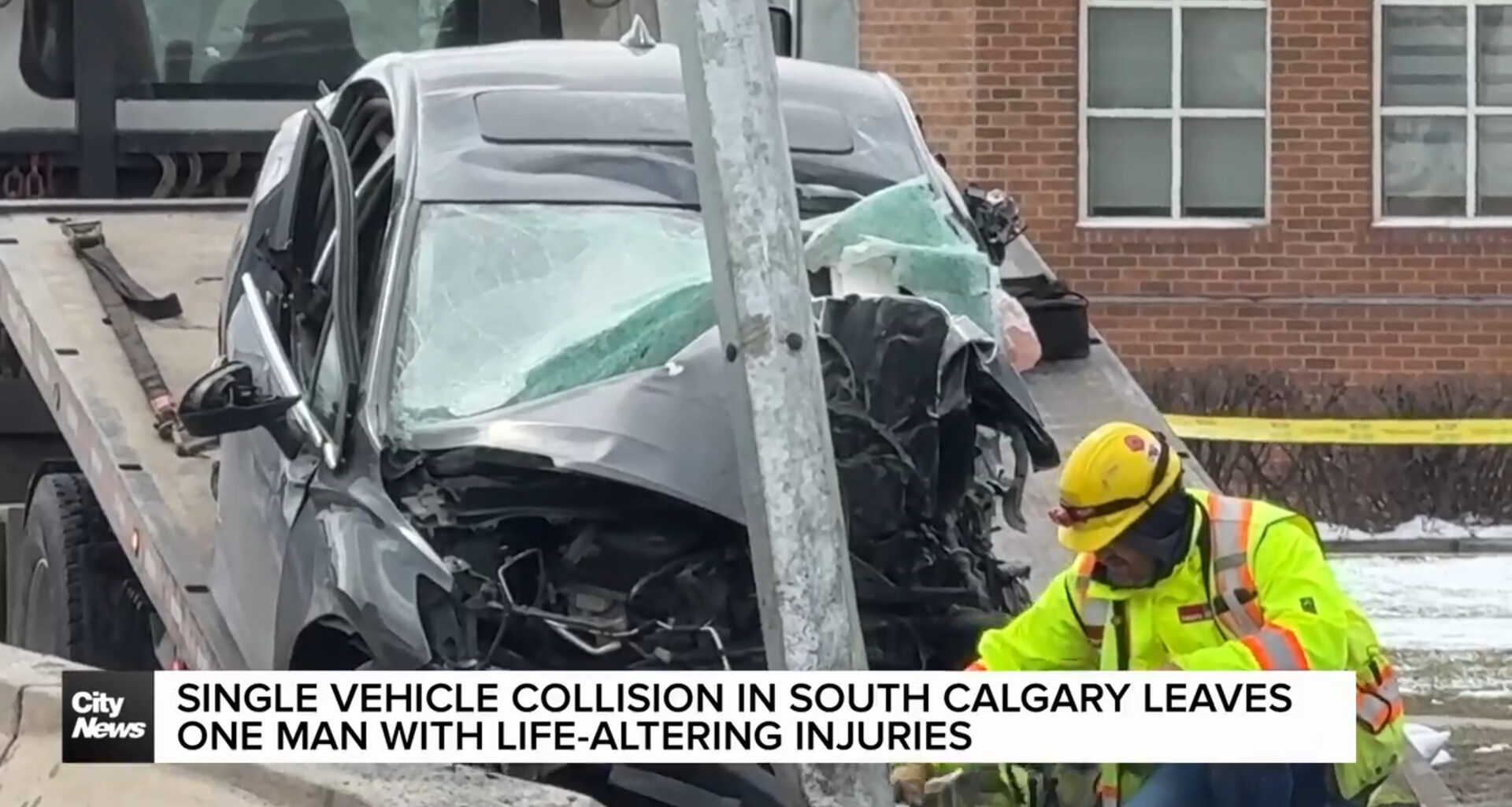 Single vehicle collision in South Calgary leaves on man with life-altering injuries