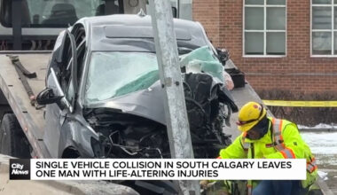 Single vehicle collision in South Calgary leaves on man with life-altering injuries