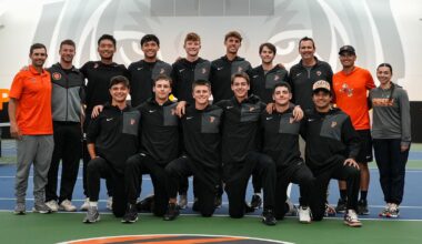 Men's tennis NCAA selection celebration shot