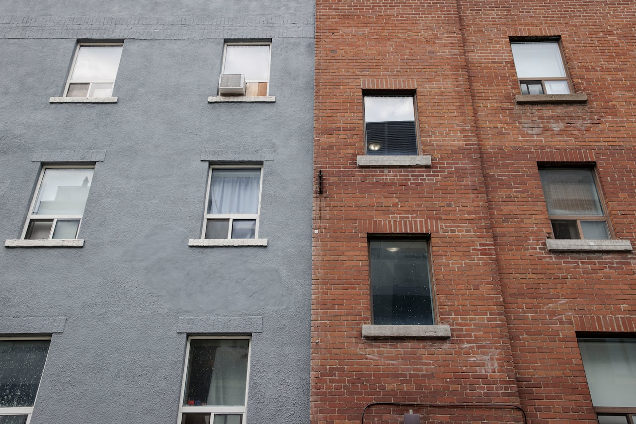 Low rise apartment buildings in Toronto's Beaches neighbourhood are pictured on May 22, 2024.