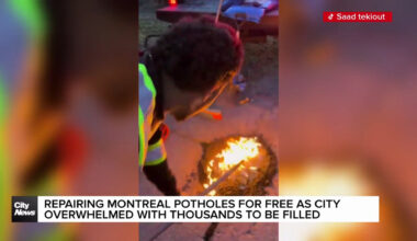 Citizens repair Montreal potholes for free as city is overwhelmed