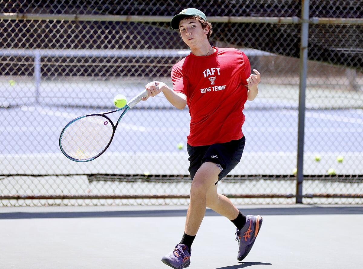 Taft's Dannes Djalilov won two sets at No. 1 singles during Wednesday’s City Section Open Division tennis final.