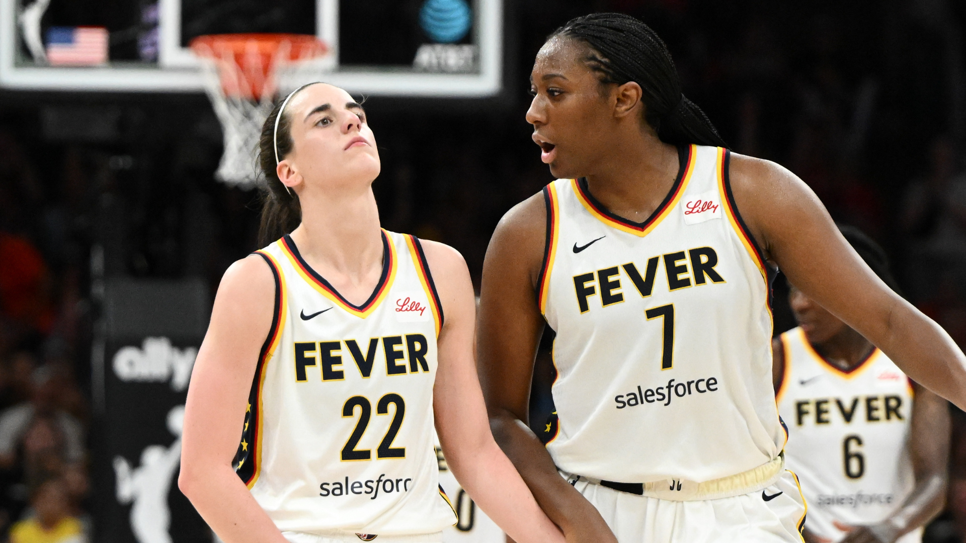 Caitlin Clark and Aliyah Boston