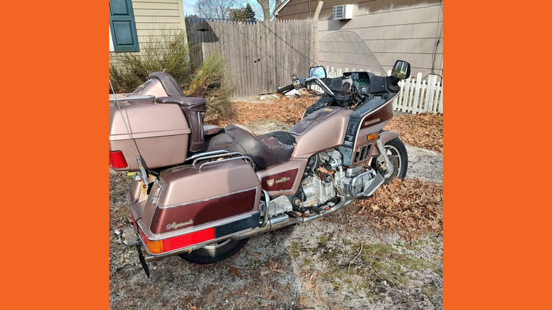 Burgundy Honda Gold Wing touring motorcycle