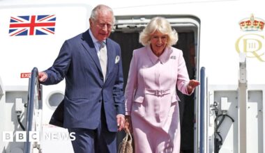 In pictures: King Charles and Queen Camilla begin US state visit - BBC
