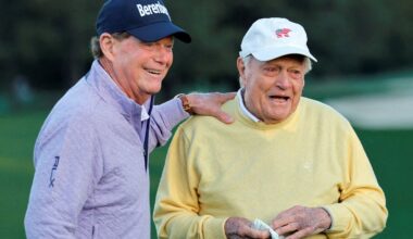 Jack Nicklaus with Tom Watson at the 2026 Masters