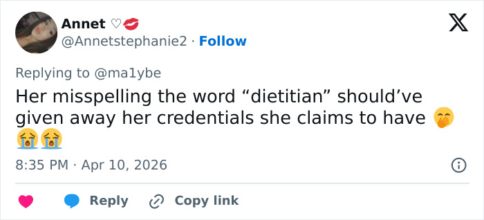 Screenshot of a Twitter reply calling out an influencer’s lie, related to Sydney Sweeney exposing the truth online.