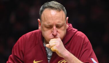 Joey Chestnut Sets World Record in Cake Eating Contest with NFL Players in Trending Video