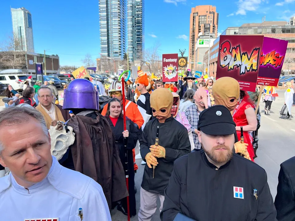 Costumed fans take part in the 2024 Calgary Expo Parade of Wonders, which kicks off the downtown comic convention every year.
