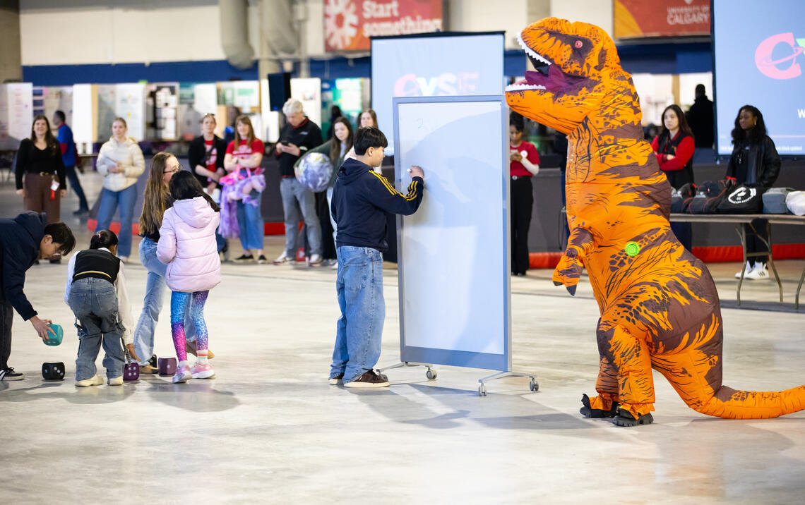 Students participating in interactive activity