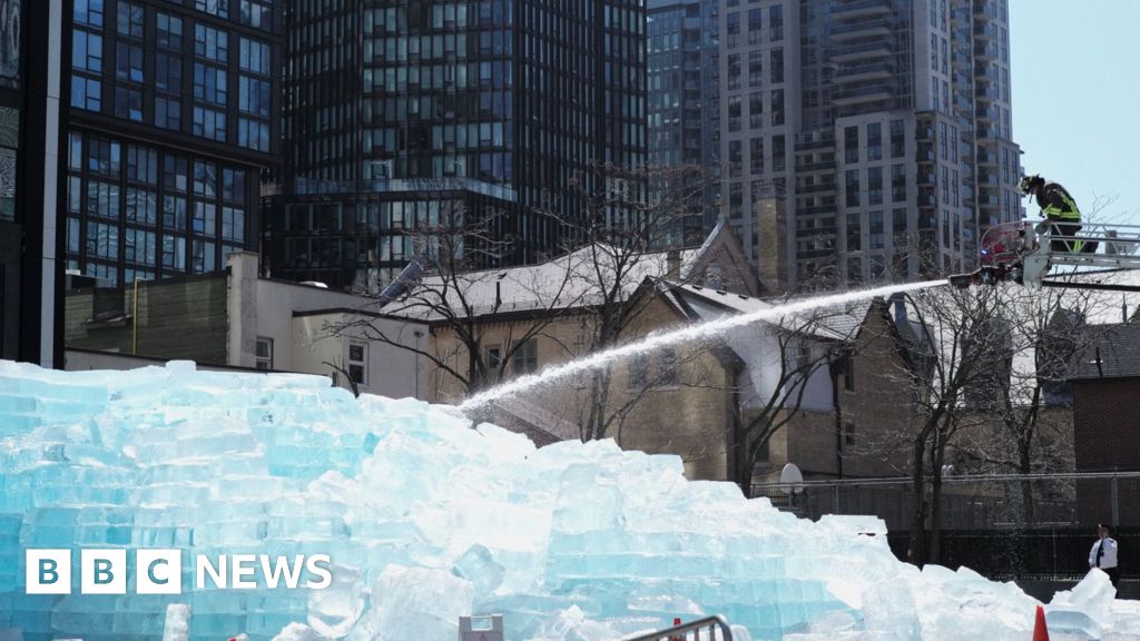Fire crews thaw rapper Drake’s giant ice installation in Toronto