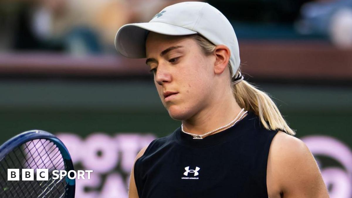 Sonay Kartal reacts during her meeting with Elena Rybakina at Indian Wells