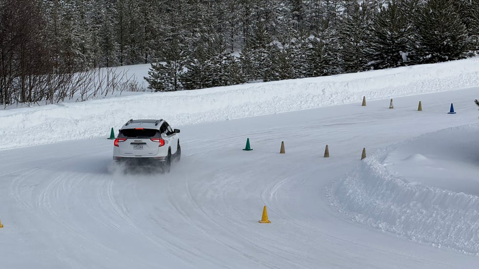michelin x ice snow+ tires in action on a gmc terrain