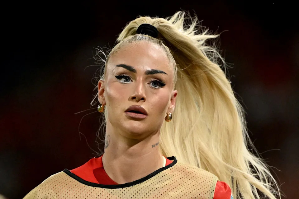 Switzerland forward Alisha Lehmann looks over during the UEFA Women's Euro 2025 Group A football match between Switzerland and Norway.