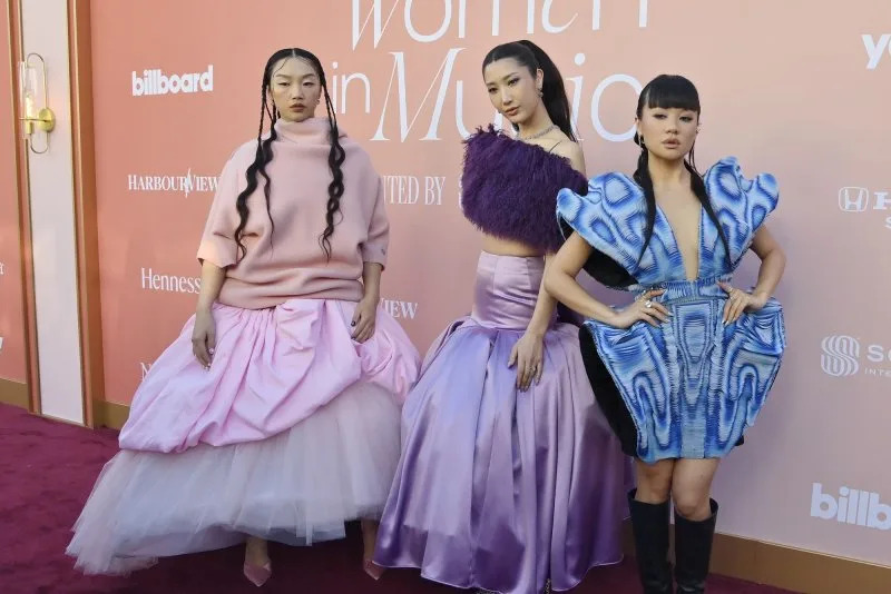 Audrey Nuna, EJAE and Rei Ami, from left to right, attend the Billboard Women in Music Awards on Wednesday. Photo by Jim Ruymen/UPI
