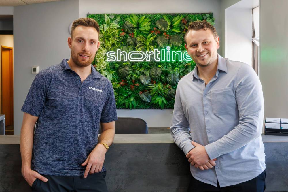 MIKE DEAL / FREE PRESS
Alexander Hupé (left), founder of Shortline Moving Solutions Inc., and co-owner Riley George oversee a company offering commercial relocations.