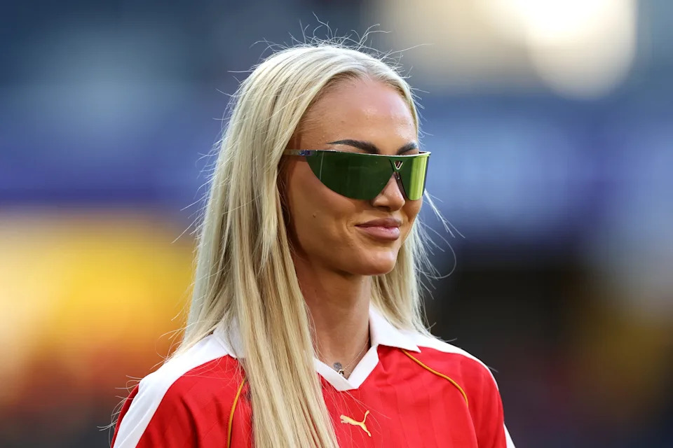 Alisha Lehmann of Switzerland inspects the pitch prior to the UEFA Women's EURO 2025 Quarter-Final match between Spain and Switzerland.