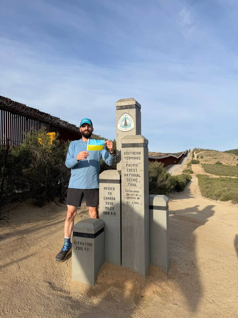 SUPPLIED
Former Winnipeg police officer and Ukraine war veteran Peter Derksen, 59, at the southern end station of the Pacific Crest Trail on Sunday.