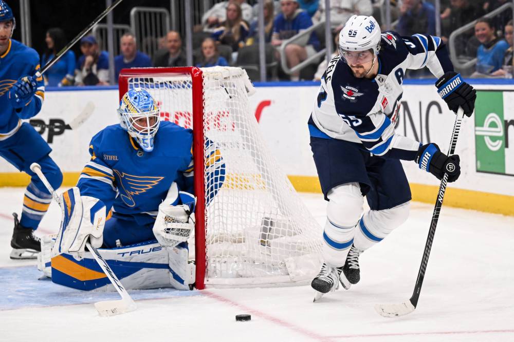 Connor Hamilton / The Associated Press
Winnipeg Jets centre Mark Scheifele is now just 1 point shy of 100 for the season.