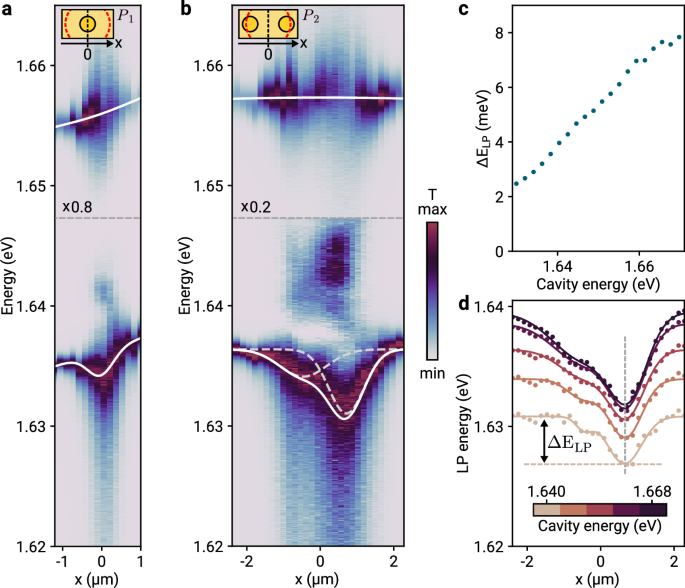 Fig. 2: Dielectrically engineered polariton disks with cavity-controlled local energy modulation.