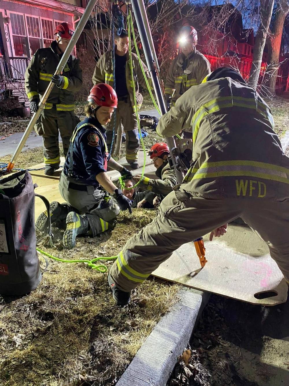 SUPPLIED
Using a frame, a winch and a harness, Members of the Winnipeg Fire Paramedic Service’s technical rescue task force got Keilback out of the hole after about 40 minutes.
