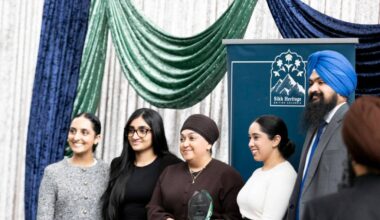 Changemaker award recipient Guntaas Kaur poses with her award at the Sikh Heritage Society BC&rsquo;s official launch of Sikh Heritage Month at Surrey City Hall on Saturday, March 28. Numerous Sikh Heritage Month events are set for April. (Anna Burns/ Surrey Now-Leader)
