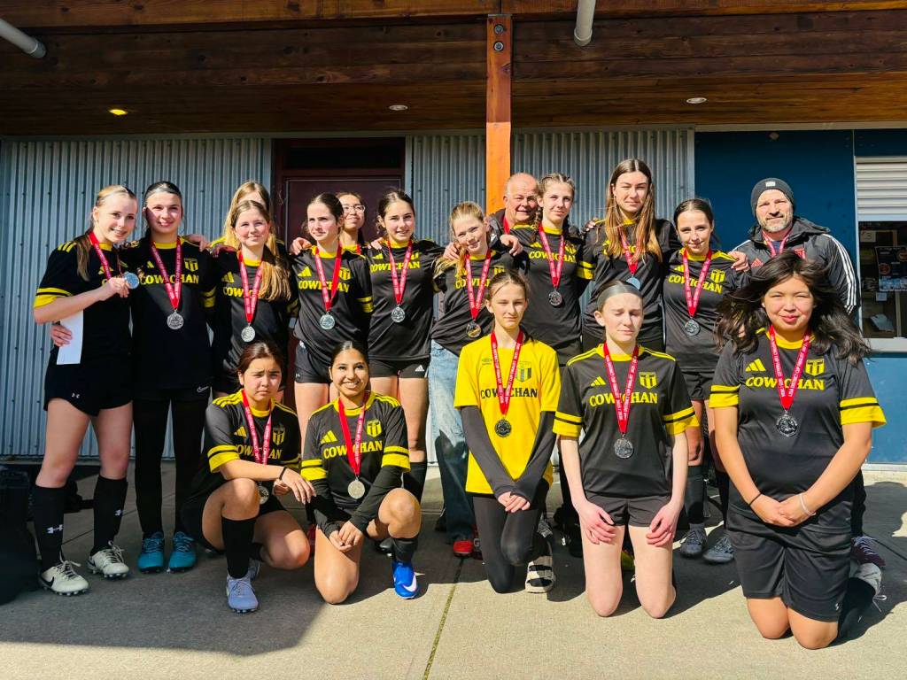 The Cowichan Valley  Soccer Association's U15/16 Div 3 Girls took silver in shootouts at the District Cup on March 7. (Courtesy of CVSA)