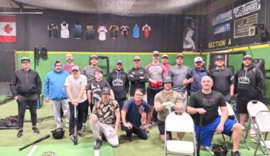 Members of the East Vancouver Island Baseball League hit the batting cages to get some swings in ahead of Opening Day in April. More players are always welcomed. (Courtesy of Heath Fenton)
