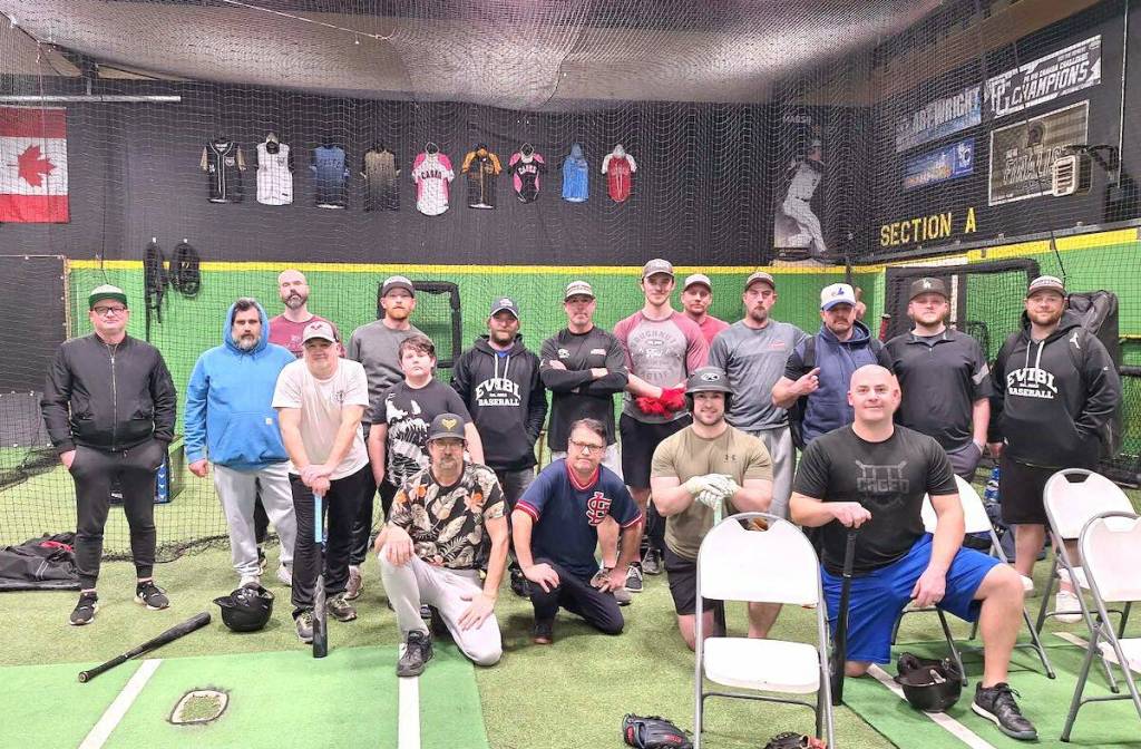 Members of the East Vancouver Island Baseball League hit the batting cages to get some swings in ahead of Opening Day in April. More players are always welcomed. (Courtesy of Heath Fenton)