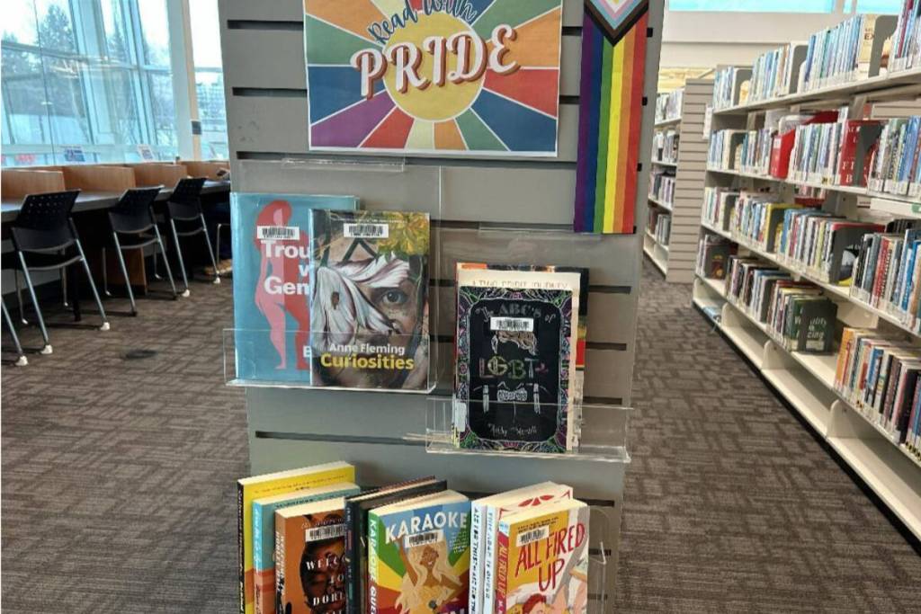 Pride display at Semiahmoo library branch. (Contributed to Peace Arch News)