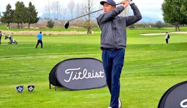 Anton Yizhang Li of Surrey tees off during the MJT FCG World Golf Championship Qualifier tournament, held March 27–28 on the Canal Course at Northview Golf and Country Club in Surrey. (Contributed to Surrey Now-Leader)