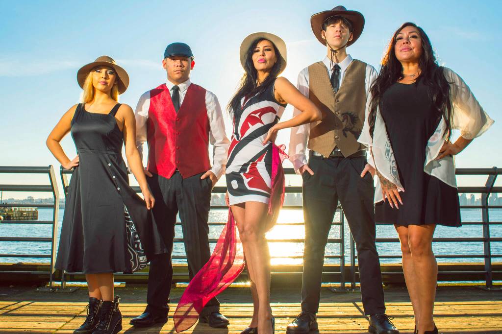 Models sport native designs from the Nisga&rsquo;a, Haisla, Tshimshian, and kwakwaka&rsquo;wakw nations, with the clothing being available at Ann&rsquo;s One Way Merchandise Art, located at Tsawwassen Mills. Clothing will be front and centre at this year&rsquo;s Cedar, Sage and Sweetgrass festival at the Museum of Surrey, as the Indigenous festival will include a Fashion show. (Image submitted: Yvonne Hanson Photography)