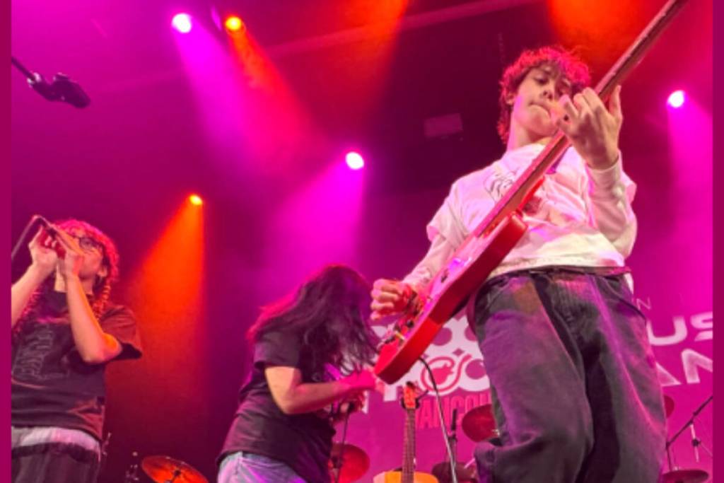Langley&rsquo;s School of Rock are on stage ahead of Saturday&rsquo;s season opener for the Vancouver FC at Willoughby Stadium. (Special to Langley Advance Times)