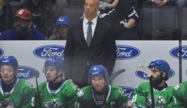 Manny Malhotra looks on during Saturday&rsquo;s game. (Ben Lypka/Abbotsford News)