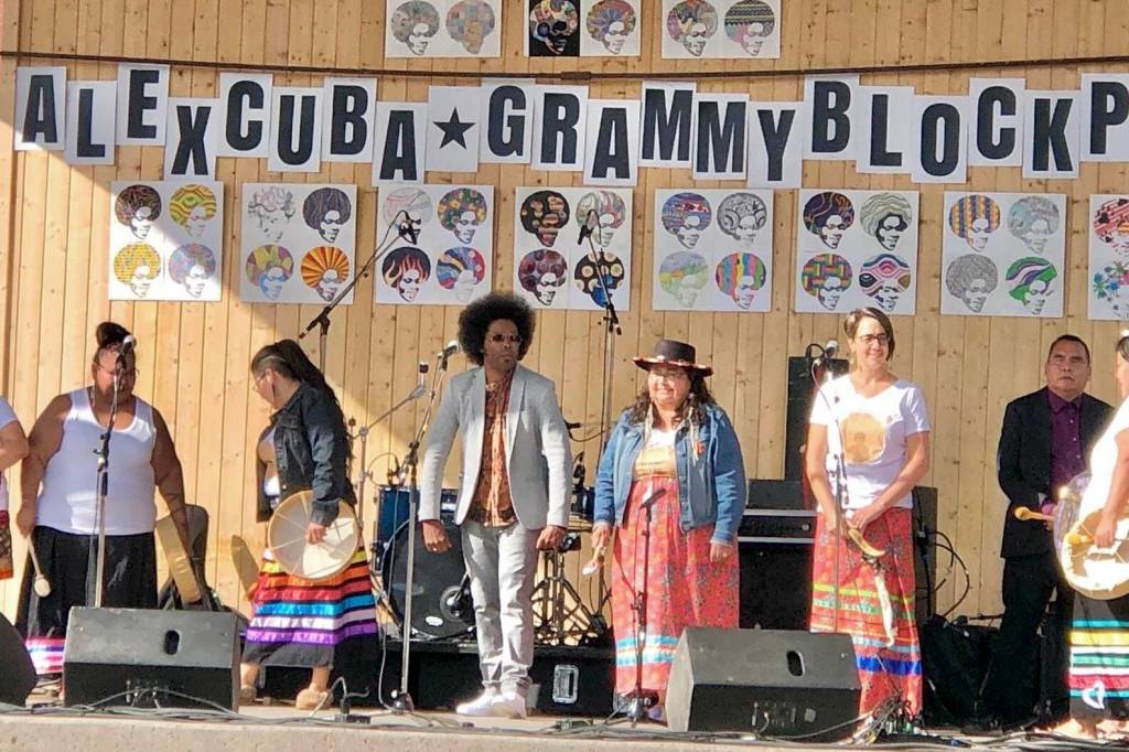 Alex Cuba, centre, was celebrated in 2022 with a Grammy Block Party in Smithers after winning the Grammy Award for Best Latin Pop Album. (Submitted photo)