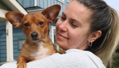 Katerina Edwards says she has been overwhelmed by the kindness the Colwood and Langford communities have shown her and her dog Lili in their time of need. (Ben Fenlon/Goldstream Gazette)