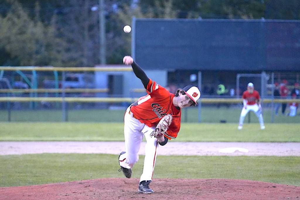 Whalley Junior Chiefs in action at Whalley Athletic Park during the BC Premier Baseball League team&rsquo;s 2026 season-opening game Tuesday, March 31, 2026. (Justin Lindale/Contributed to Surrey Now-Leader)